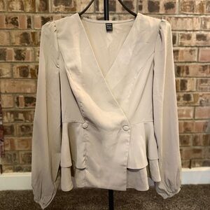 SHEIN Cream V-Neck Blouse